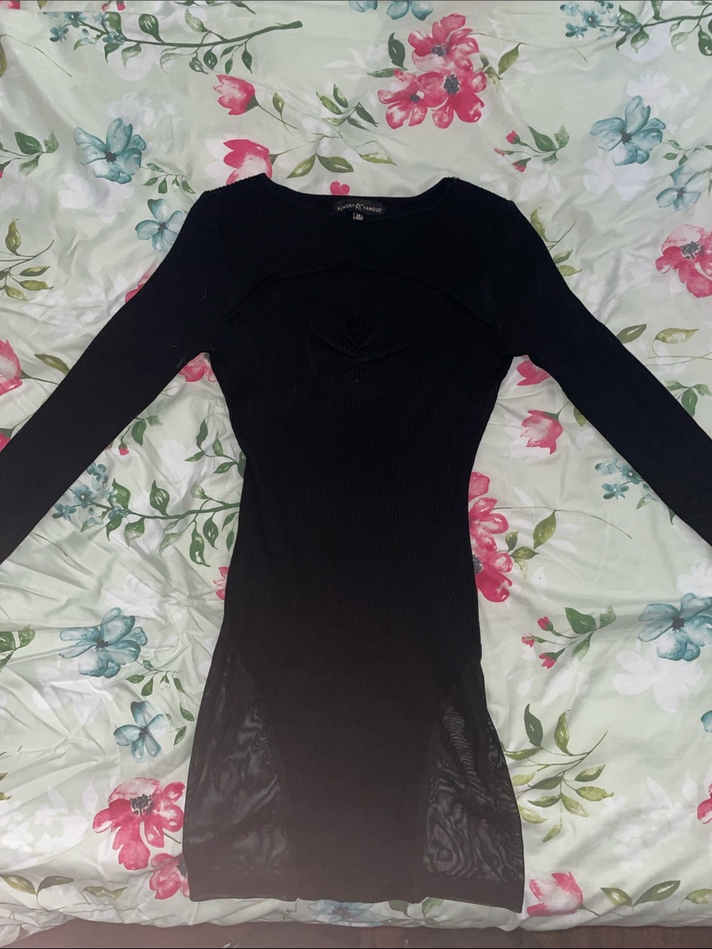 Almost Famous Black Long-Sleeve Bodycon Dress